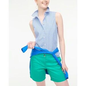 Blue and White Striped J. Crew Factory Button Down Sleeveless Blouse (NWT)